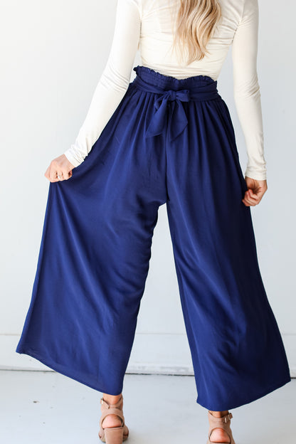 navy Wide Leg Pants back view