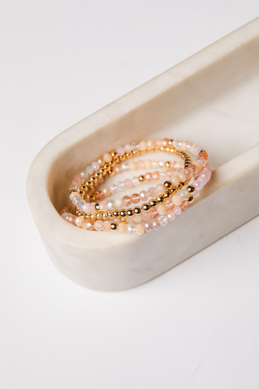 set of 4 gold and colorful beaded bracelets