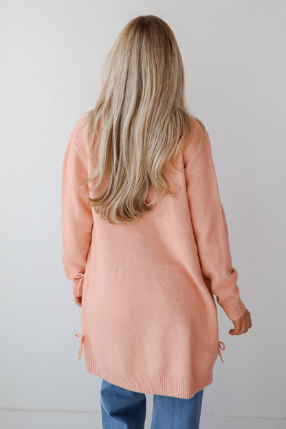 Trendy Potential Blush Bow Sweater Cardigan