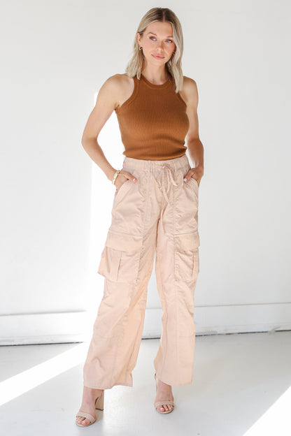 dress up model wearing blush Cargo Pants