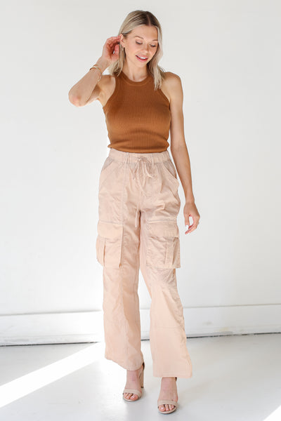 blush Cargo Pants front view on model