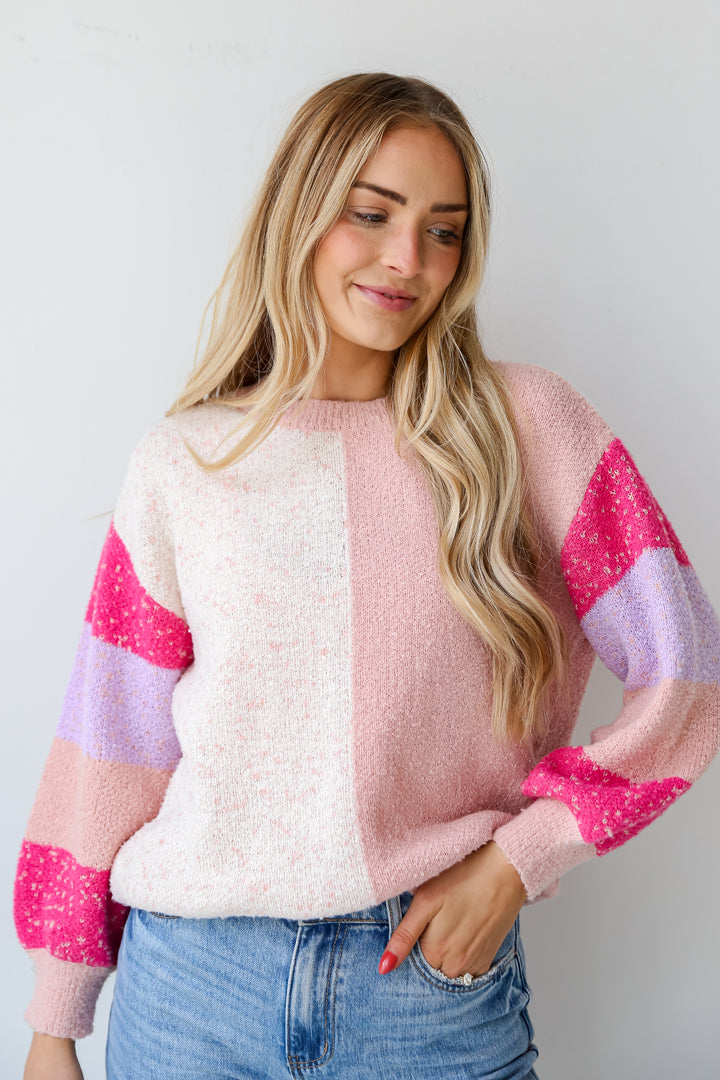 FINAL SALE - Charming Icon Blush Color Block Sweater