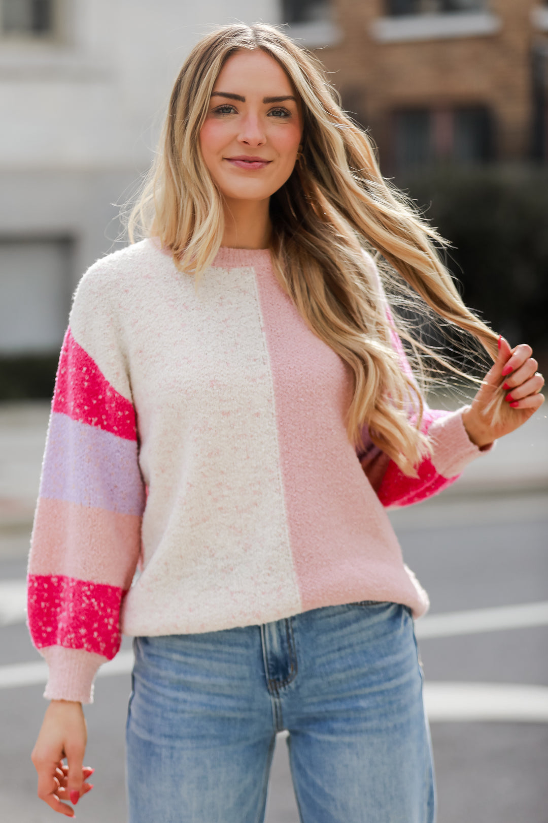 Blush Color Block Sweater