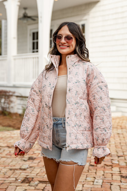 Sweet Soul Blush Floral Quilted Jacket