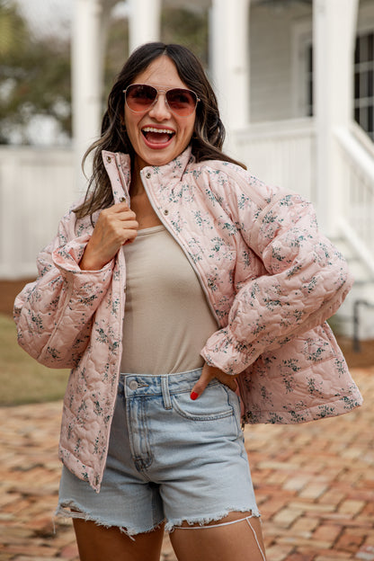 Sweet Soul Blush Floral Quilted Jacket