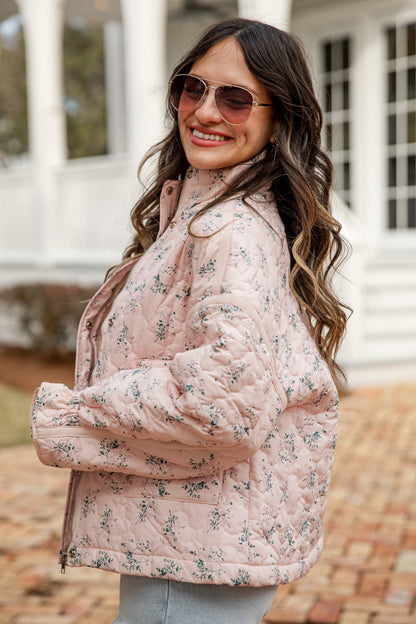 Sweet Soul Blush Floral Quilted Jacket
