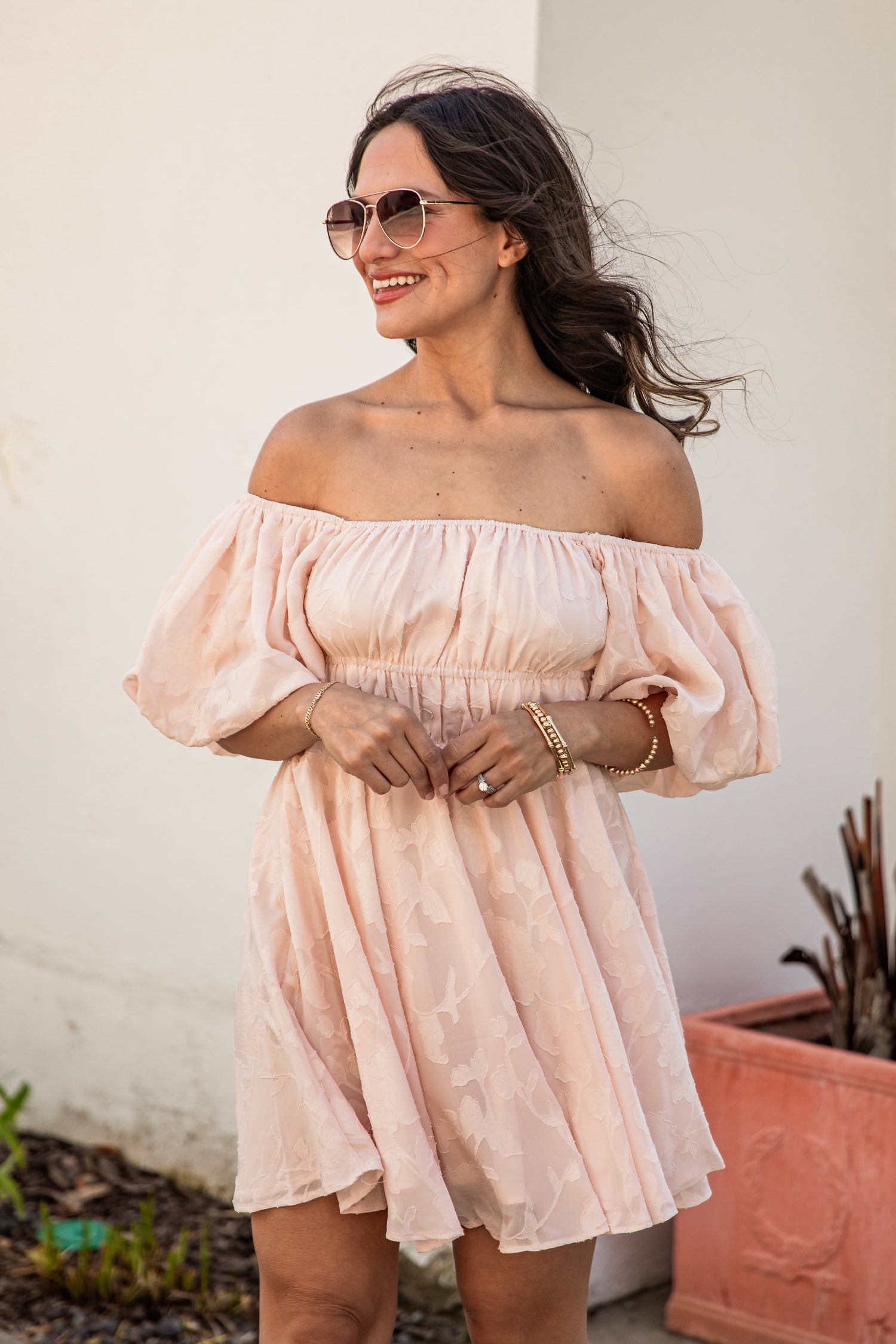 Blush Puff Sleeve Mini Dress | Trendy Women's Clothing Blush Puff Sleeve Mini Dress | Trendy Women's Clothing