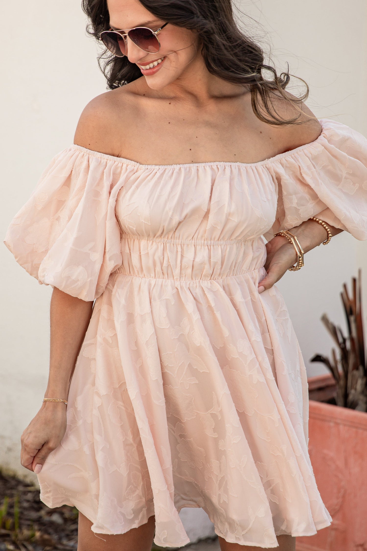 strapless open back dress Blush Pink Off-Shoulder Chiffon Gown –vintage Princess Aesthetic Outfit Pink / S main image 1