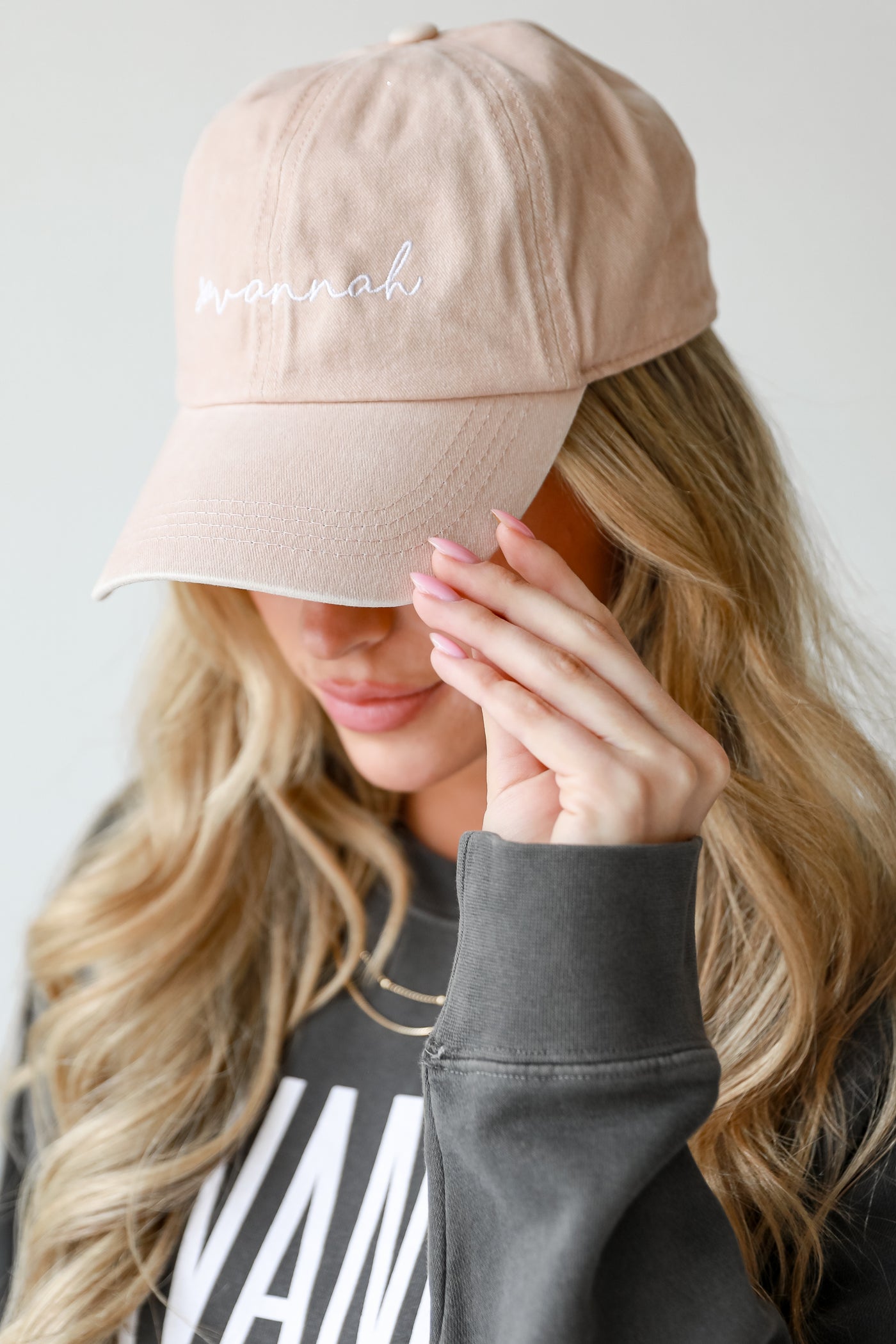 pink Savannah Embroidered Hat close up