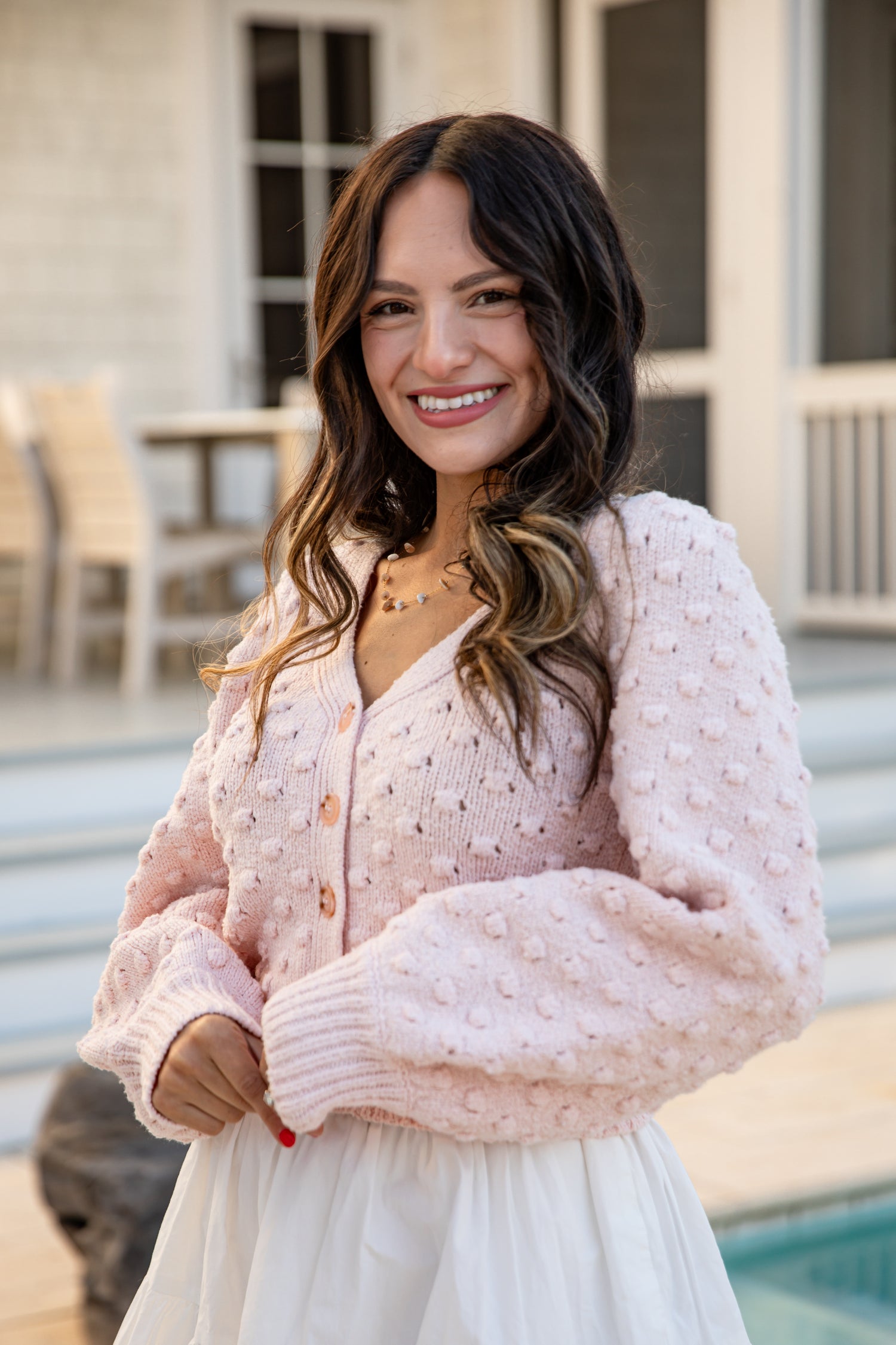 Blushing Daisy Sweater Cardigan | Trendy Women's Clothes | ShopDressUp Blush / Large Blushing Daisy Sweater Cardigan | Trendy Women's Clothes | ShopDressUp Blush / Large