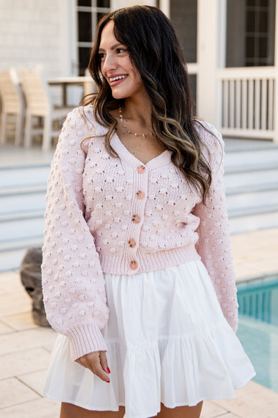 white dress with pink cardigan Spring Fashion Inspiration: Adorable Dress and Cardigan