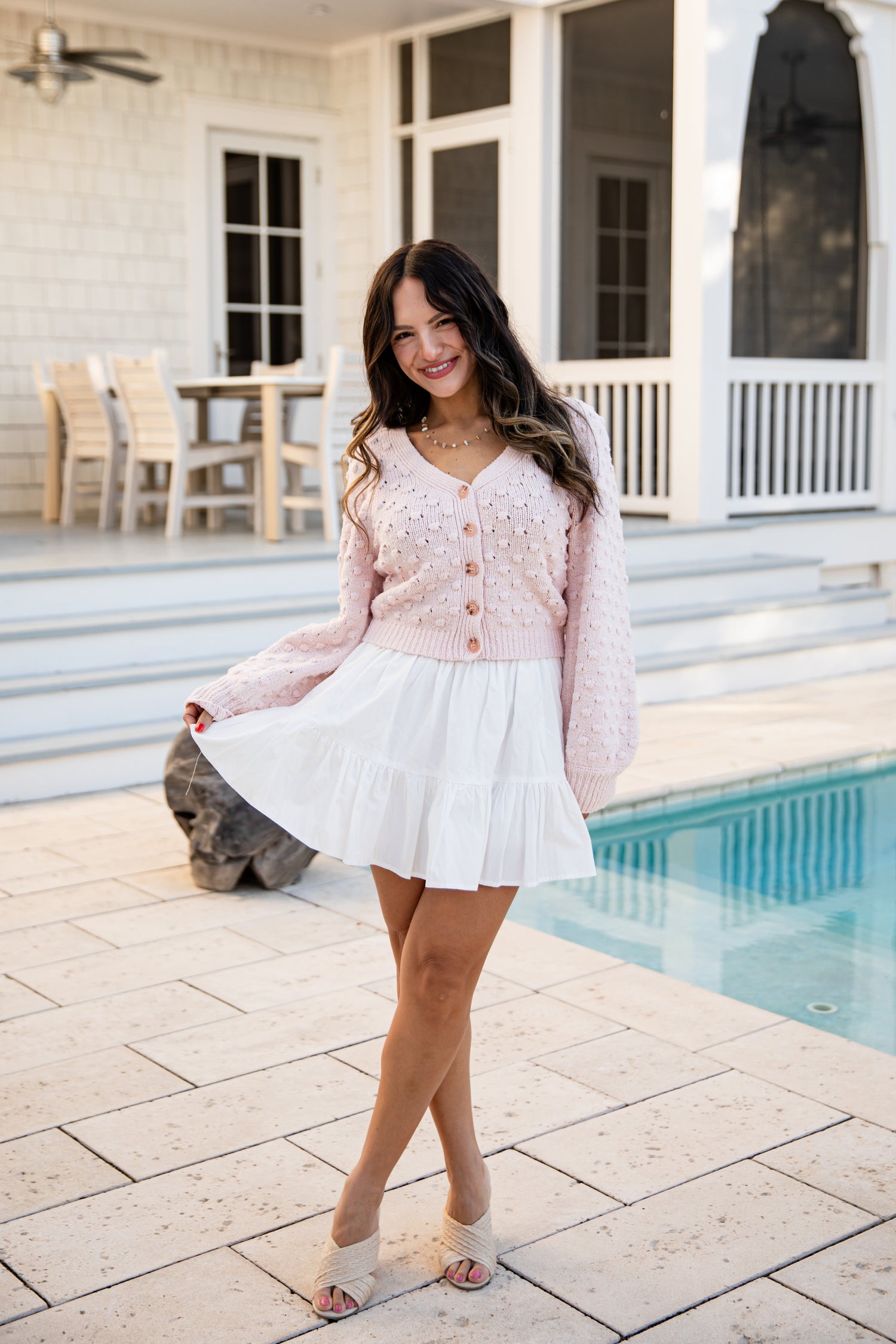 Blushing Daisy Sweater Cardigan | Trendy Women's Clothes | ShopDressUp Blush / Large Blushing Daisy Sweater Cardigan | Trendy Women's Clothes | ShopDressUp Blush / Large