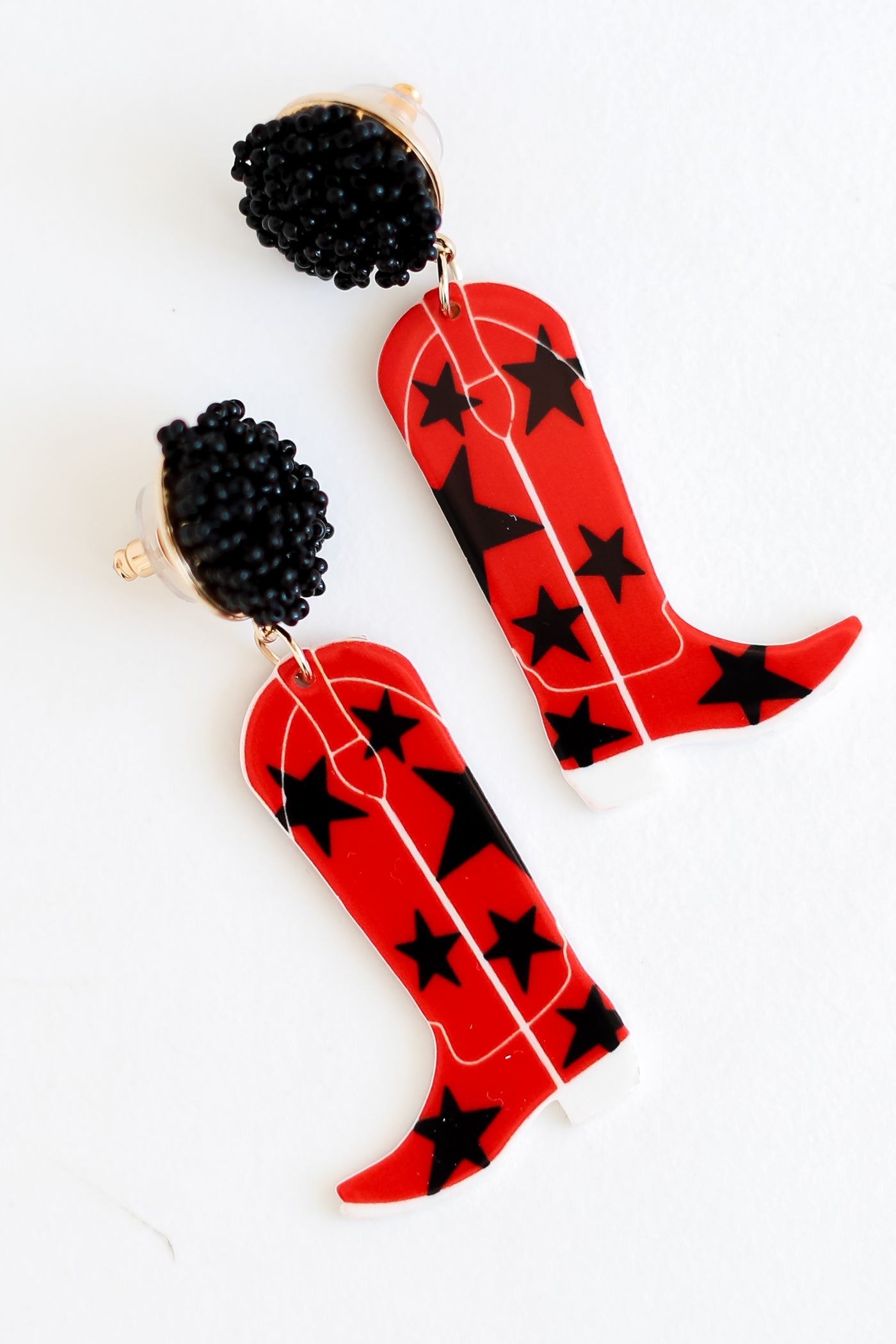 Red + Black Cowboy Boot Earrings for game day. Red + Black Cowboy Boot Earrings. Cute Earrings, UGA Earrings, Gameday Earrings, cowboy boots earrings