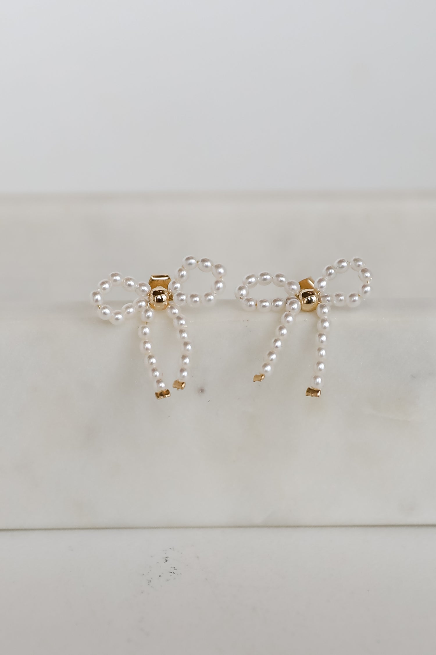 Rosie White Pearl Bow Earrings