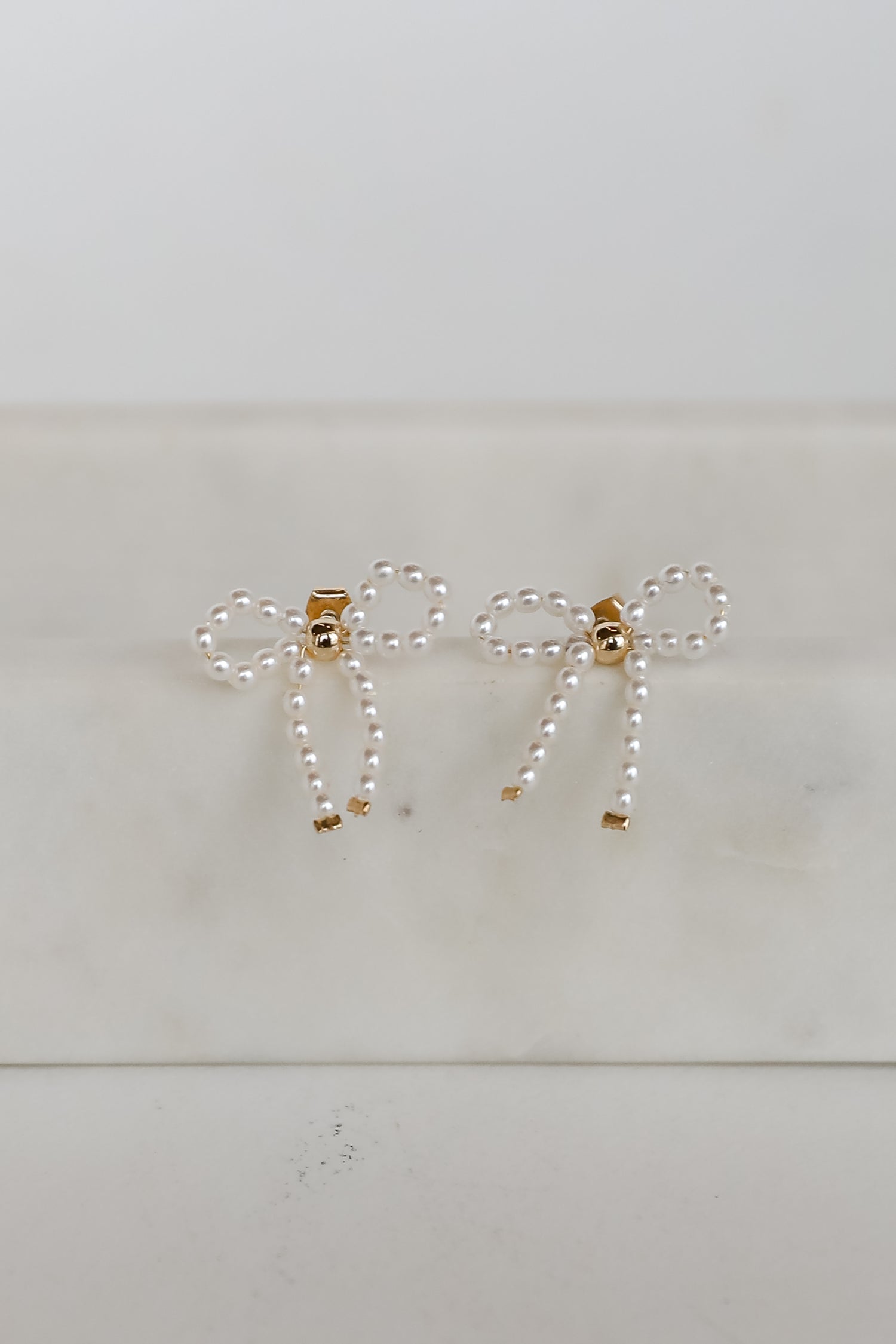 Rosie White Pearl Bow Earrings