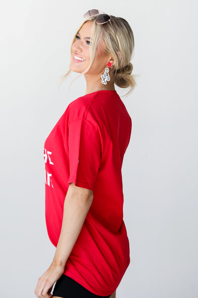 Red Take Me Out To The Ballgame Tee side view