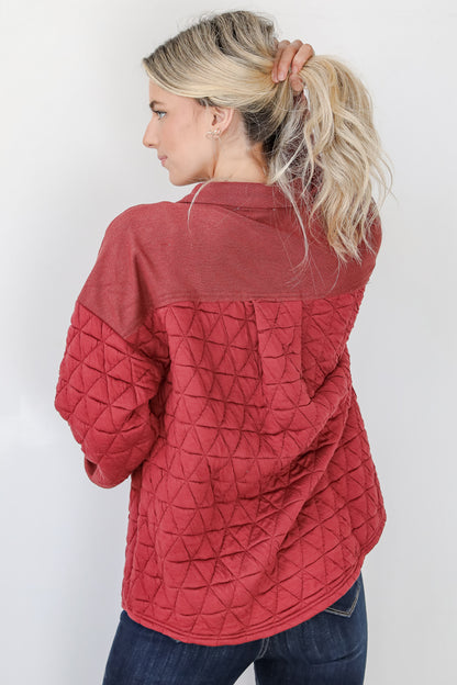 Seasonal Cuteness Brick Quilted Shacket