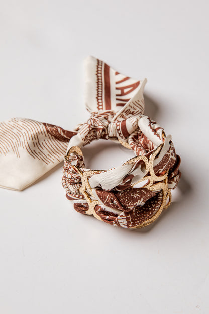 Decorative bracelet with a ribbon on a white background