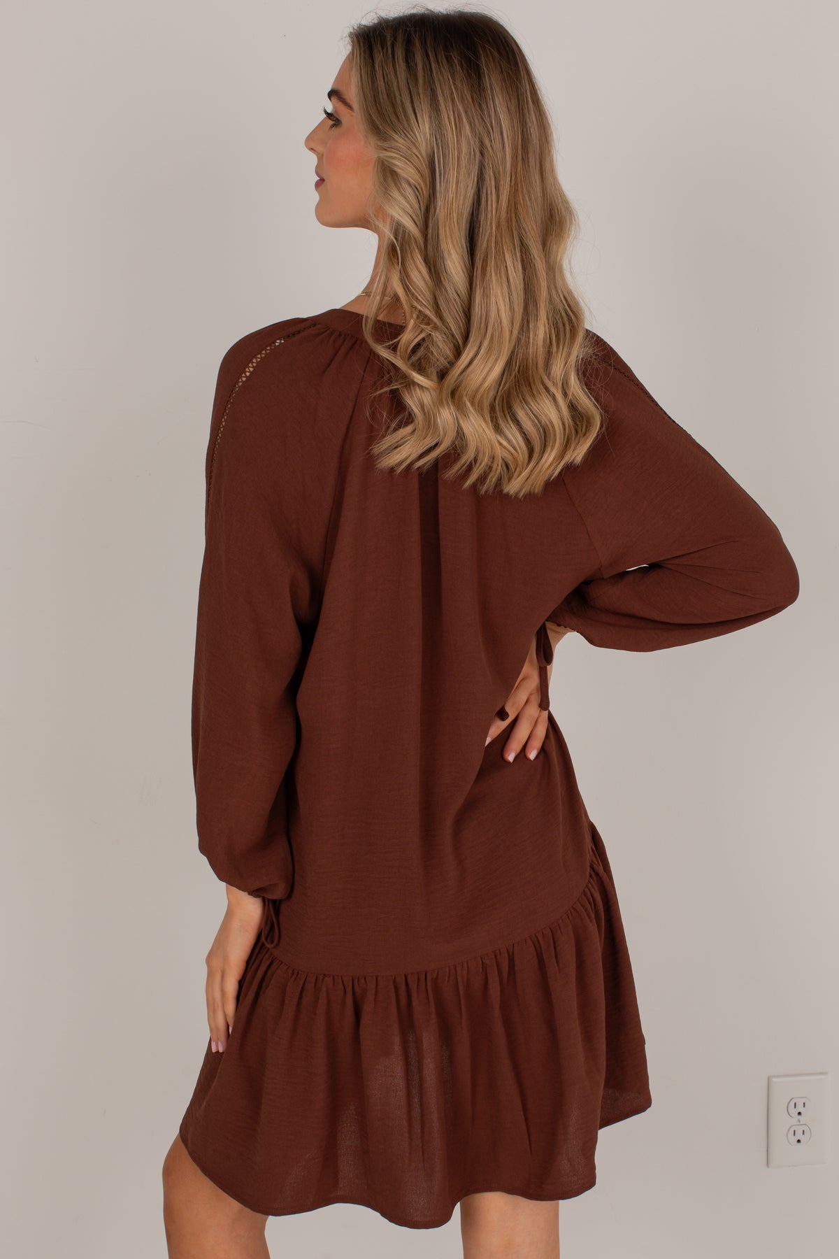 Refined Taste Brown Button-Front Mini Dress