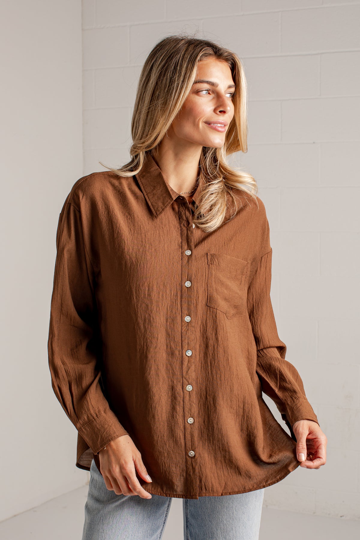 Making Plans Button-Up Blouse
