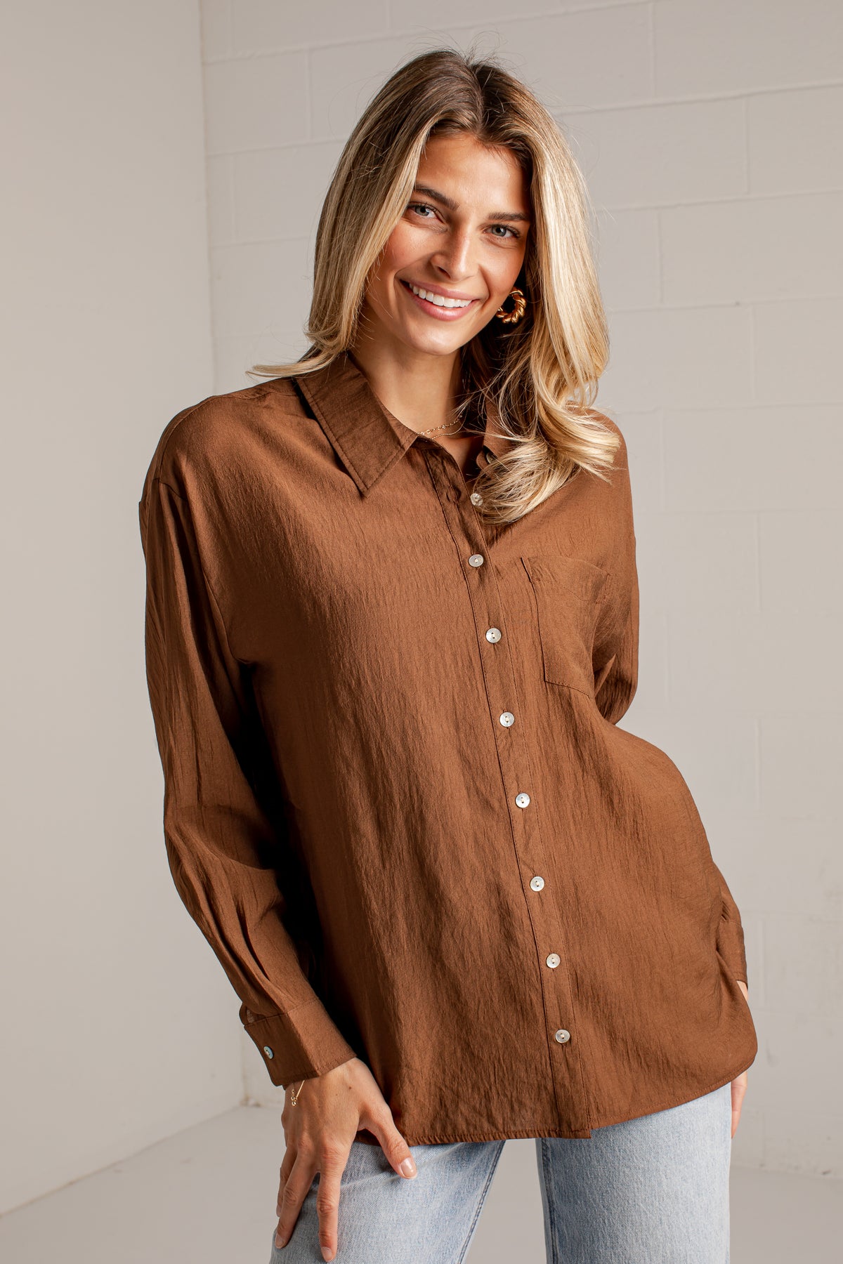 Making Plans Button-Up Blouse