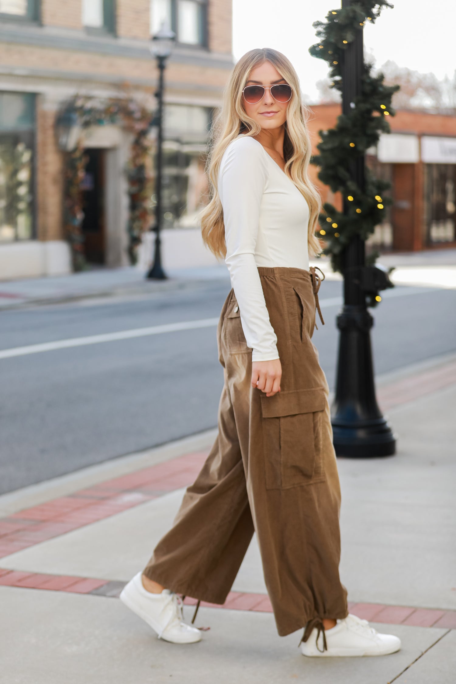 trendy Brown Corduroy Cargo Pants