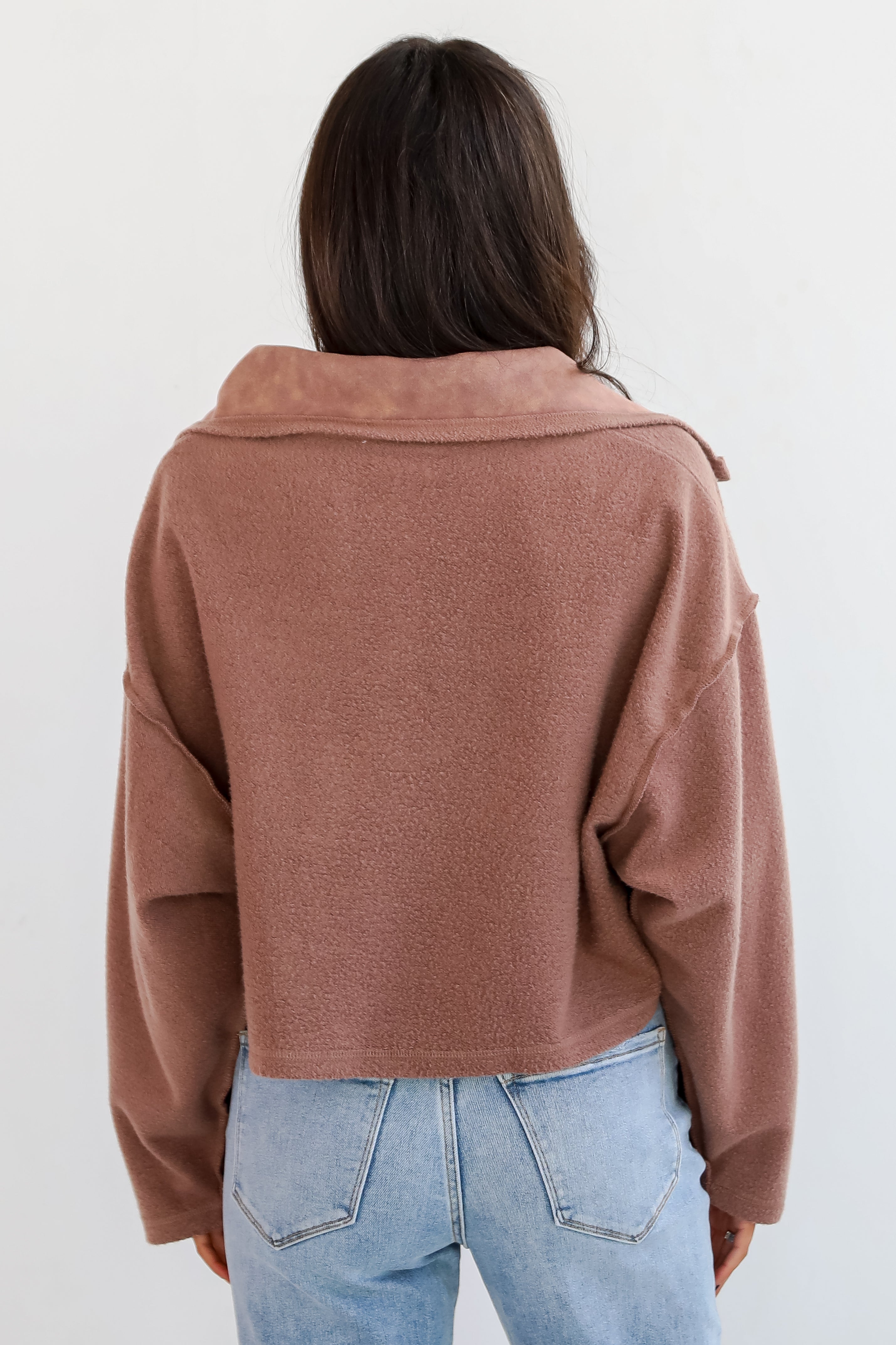 Snuggly Chic Brown Collared Pullover