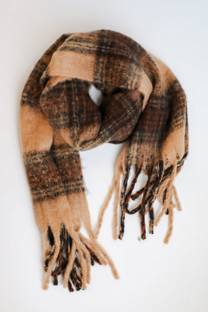 Snuggly Elevation Plaid Fringe Scarf