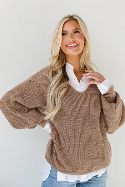 Beige Oversized Sweater on model