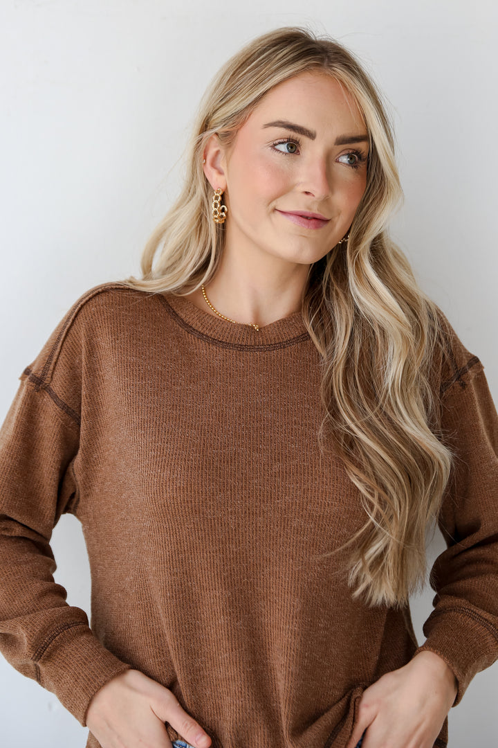 cute Brown Lightweight Knit Top