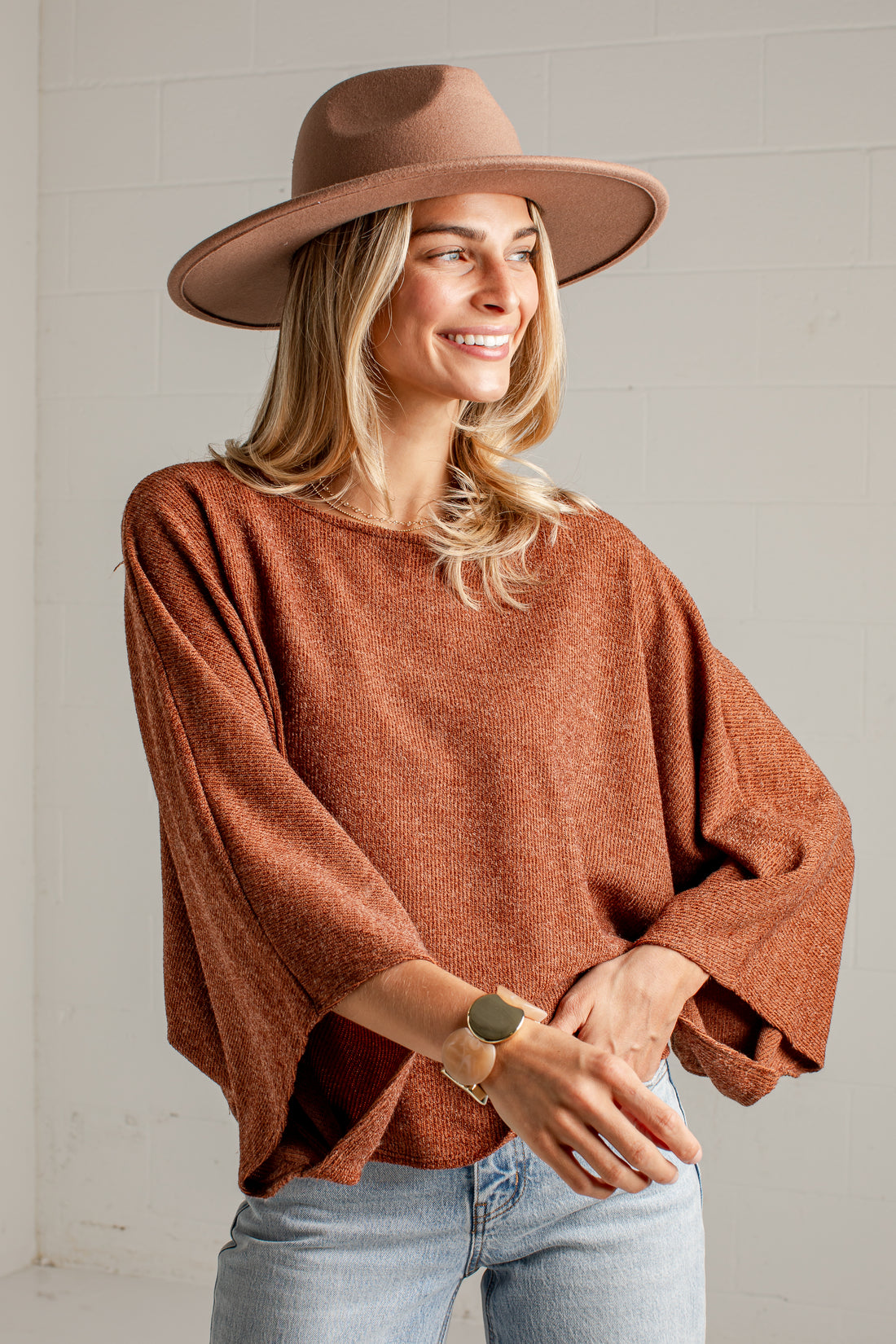 Soft Steps Brown Relaxed Knit Top