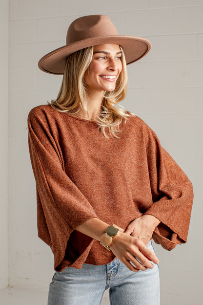 Soft Steps Brown Relaxed Knit Top