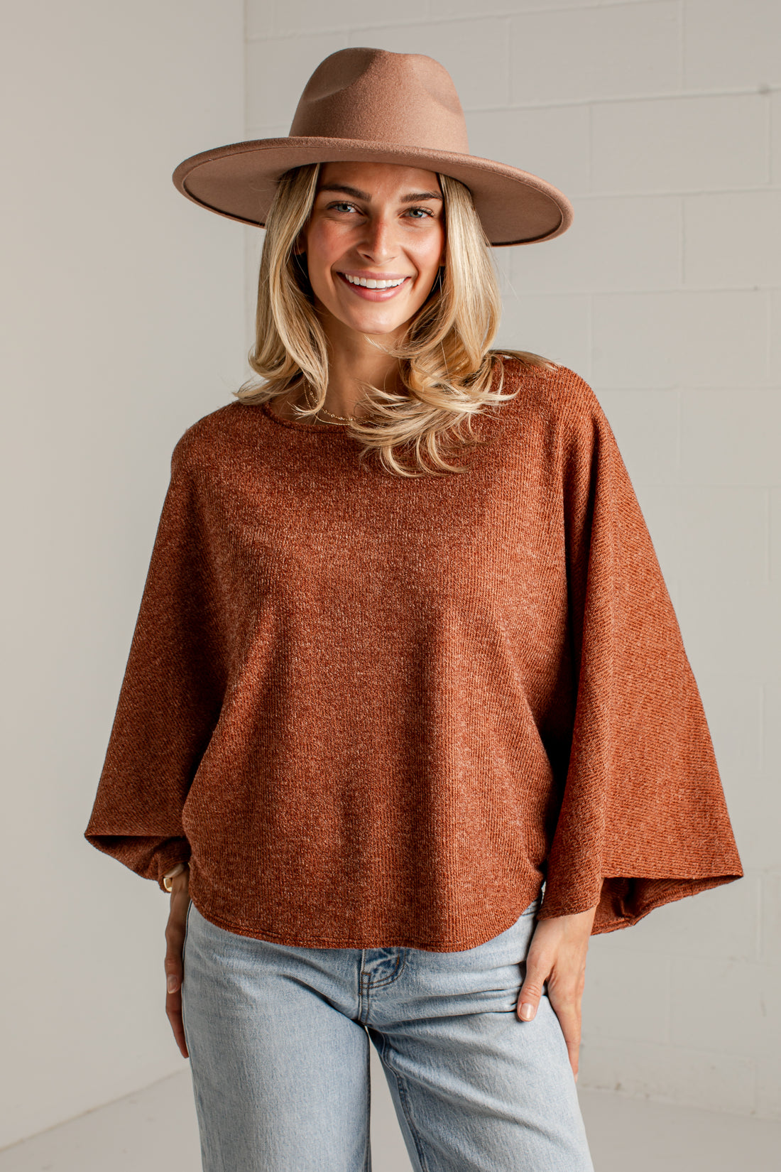 Soft Steps Brown Relaxed Knit Top