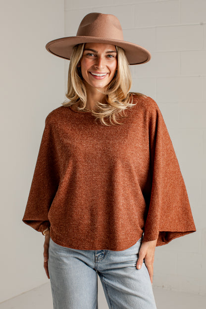 Soft Steps Brown Relaxed Knit Top