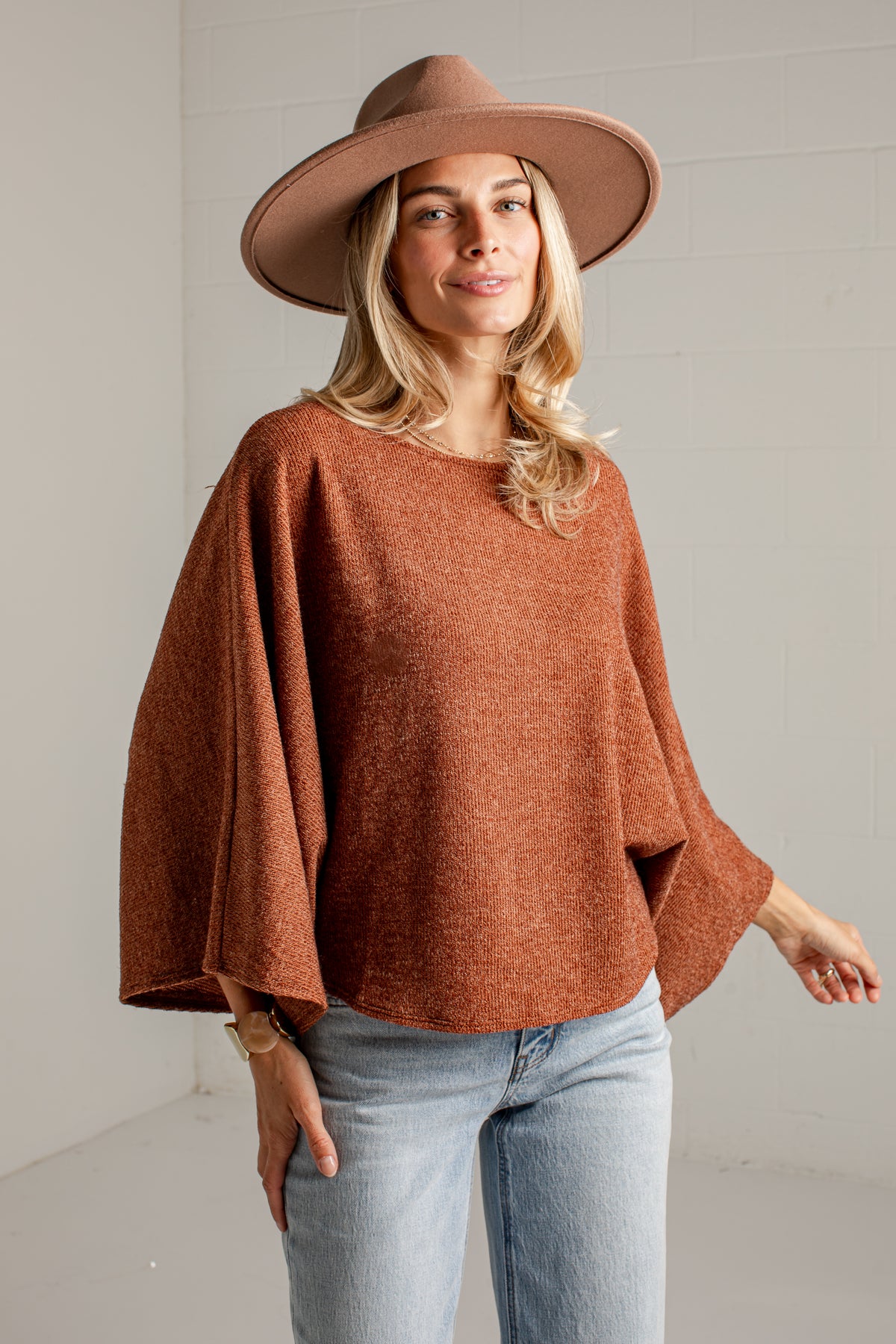 Soft Steps Brown Relaxed Knit Top
