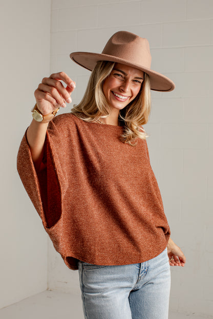 Soft Steps Brown Relaxed Knit Top