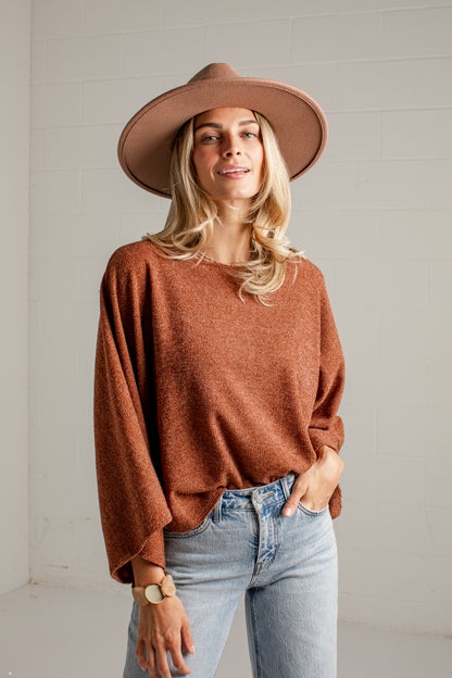 Soft Steps Brown Relaxed Knit Top
