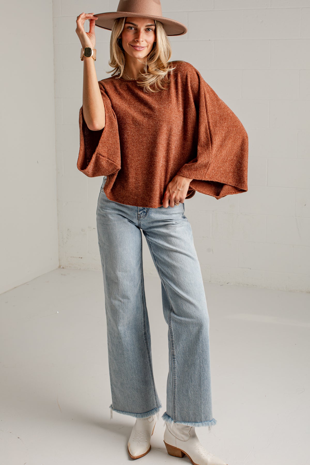 Soft Steps Brown Relaxed Knit Top