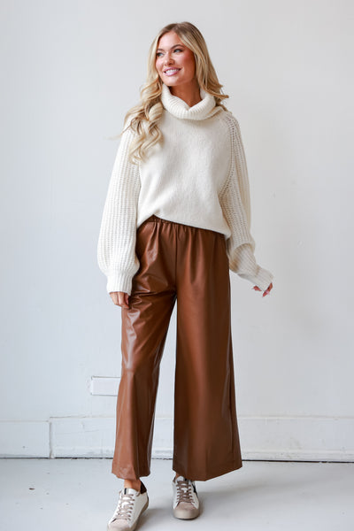 trendy Camel Leather Pants