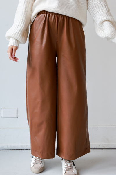 high rise Camel Leather Pants