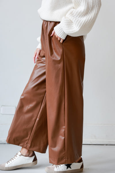 womens Camel Leather Pants