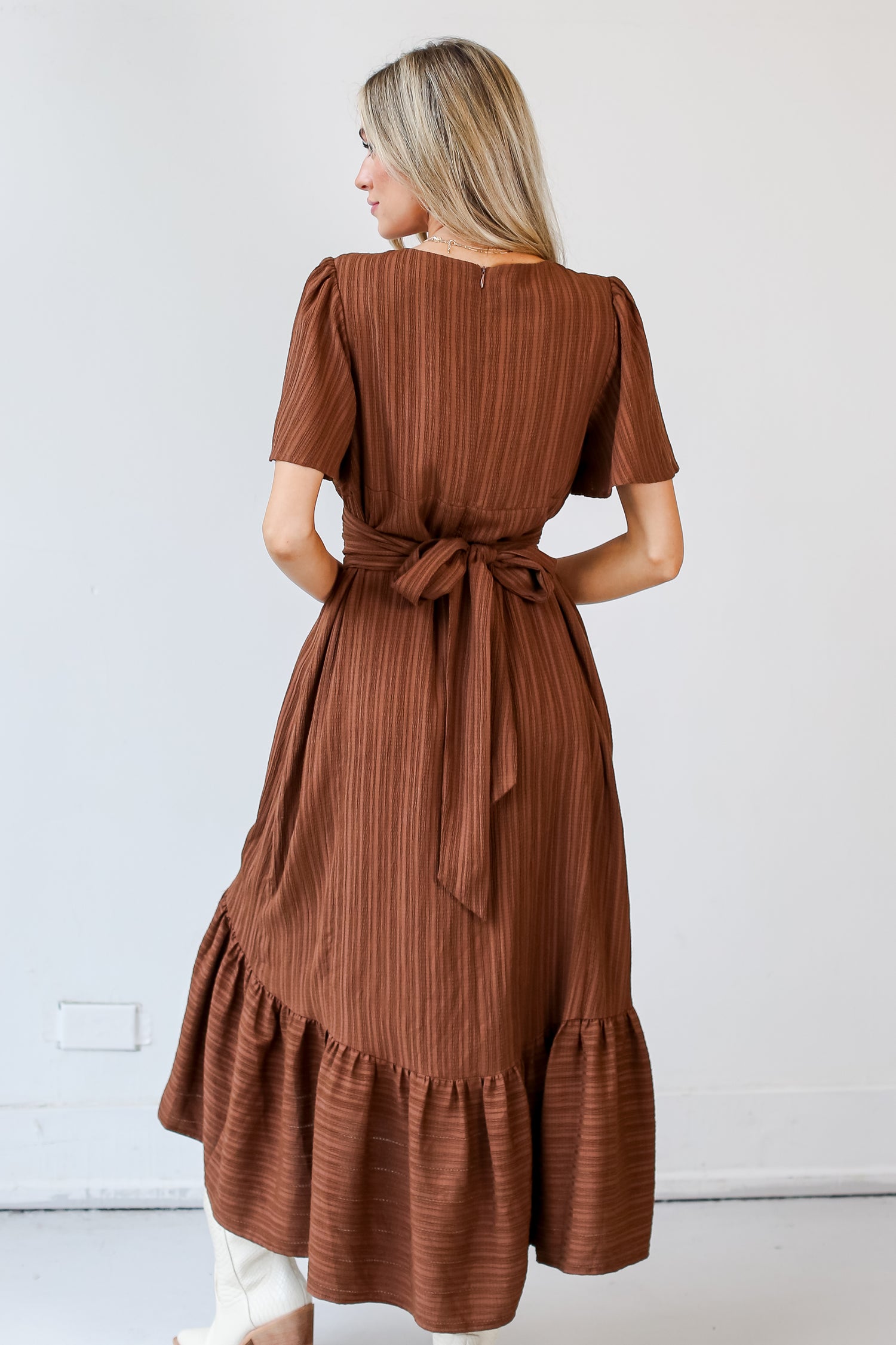 brown Maxi Dress back view