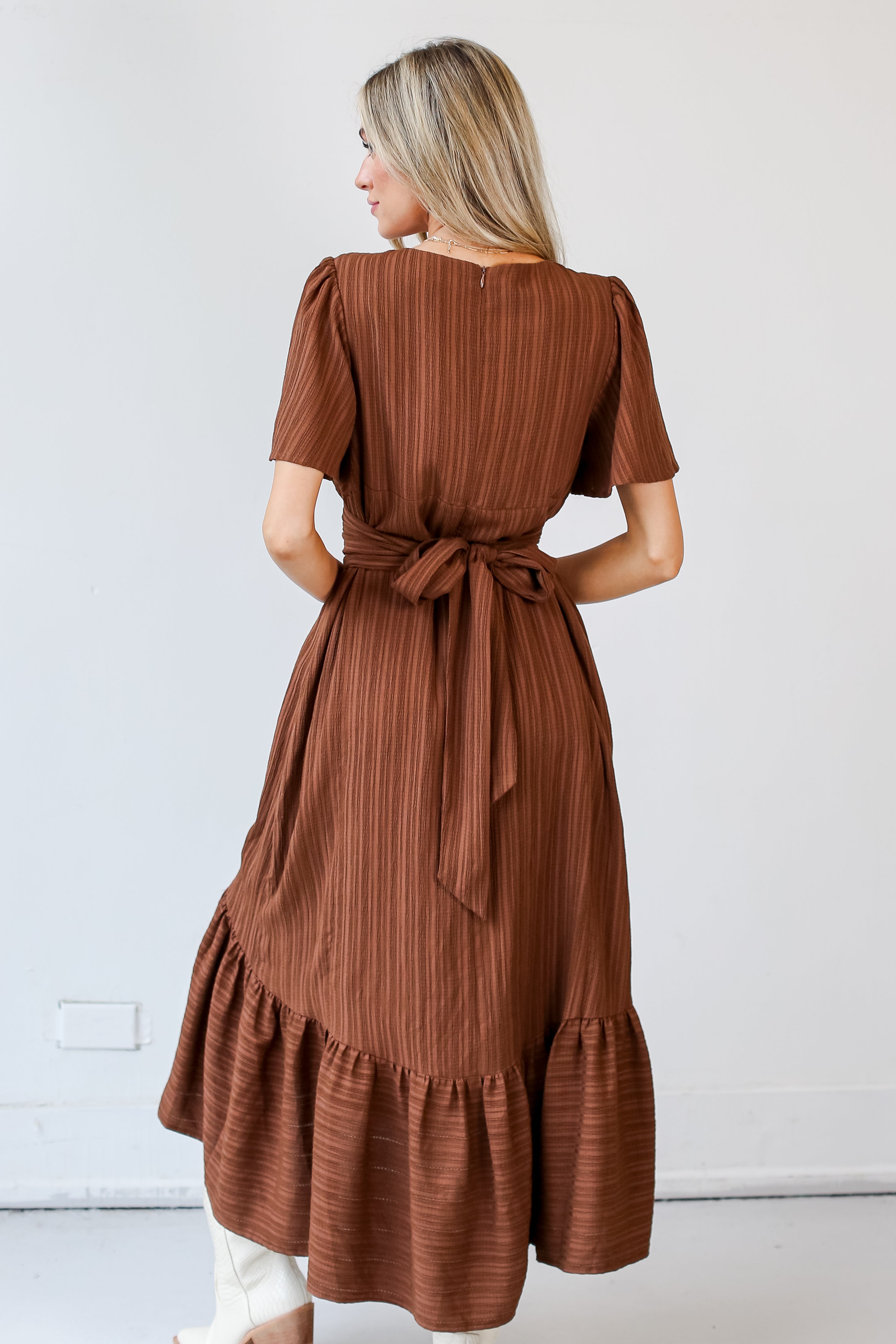 brown Maxi Dress back view