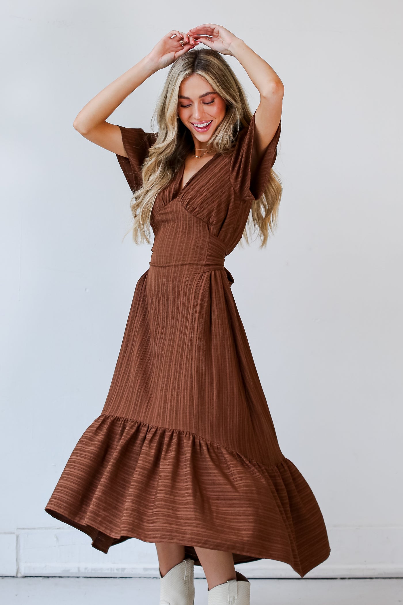 flowy brown Maxi Dress for fall