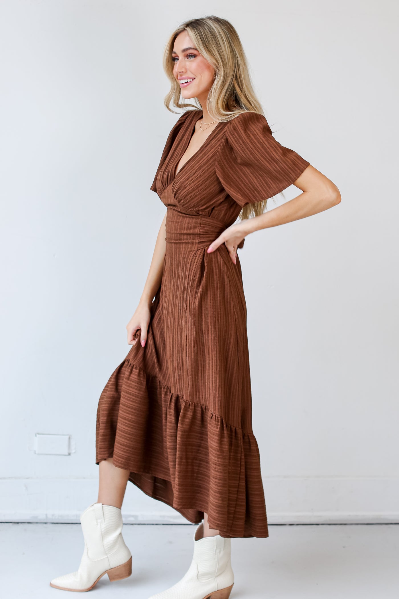 brown Maxi Dress side view