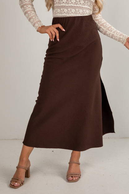 brown maxi skirt