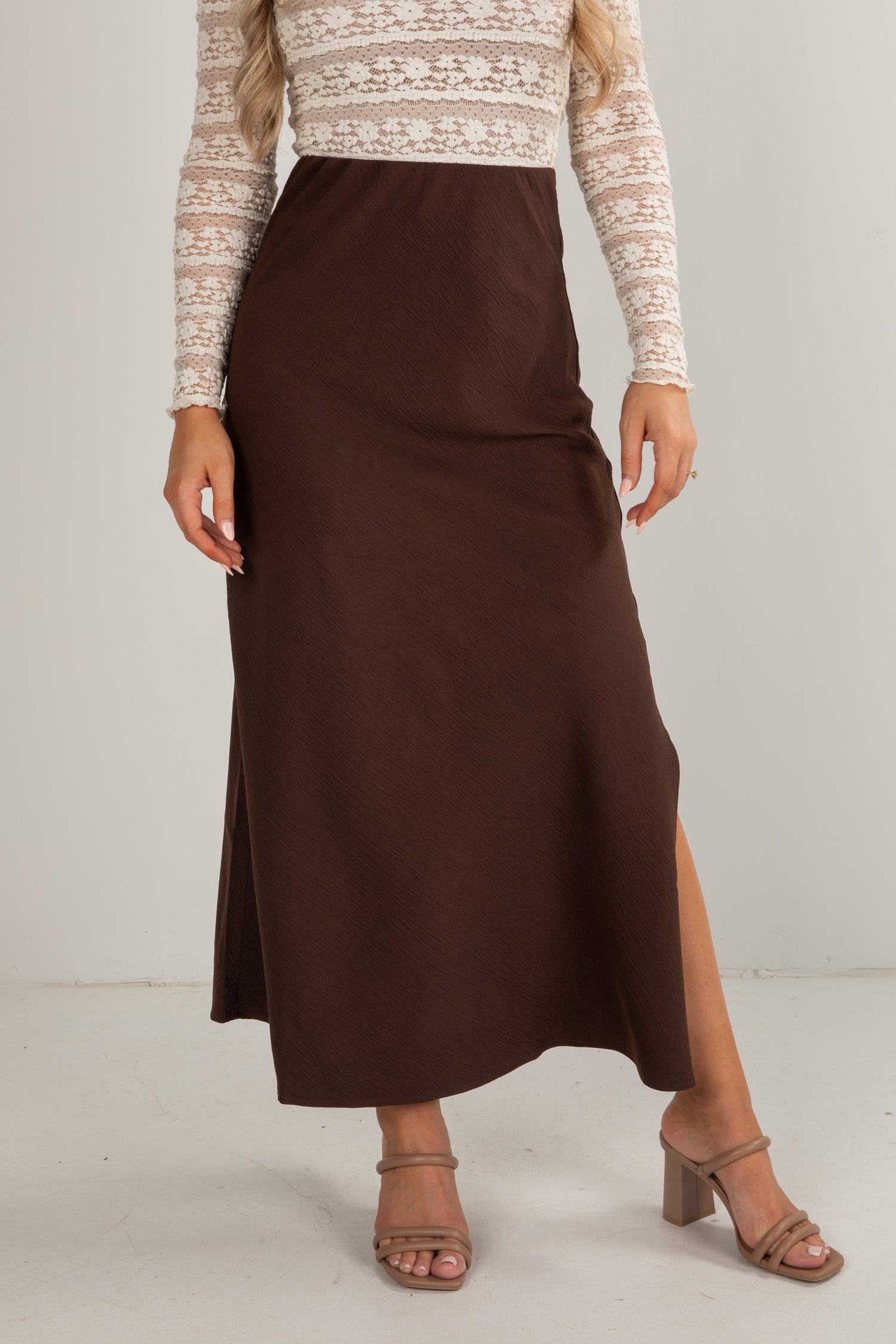 brown maxi skirt