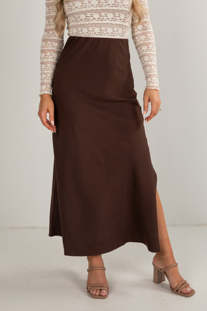 brown maxi skirt