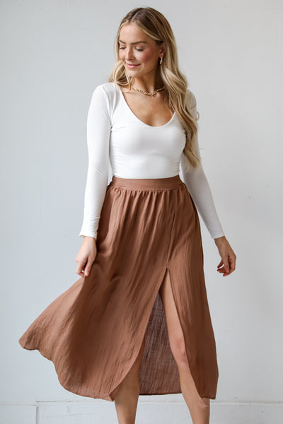 brown maxi skirt