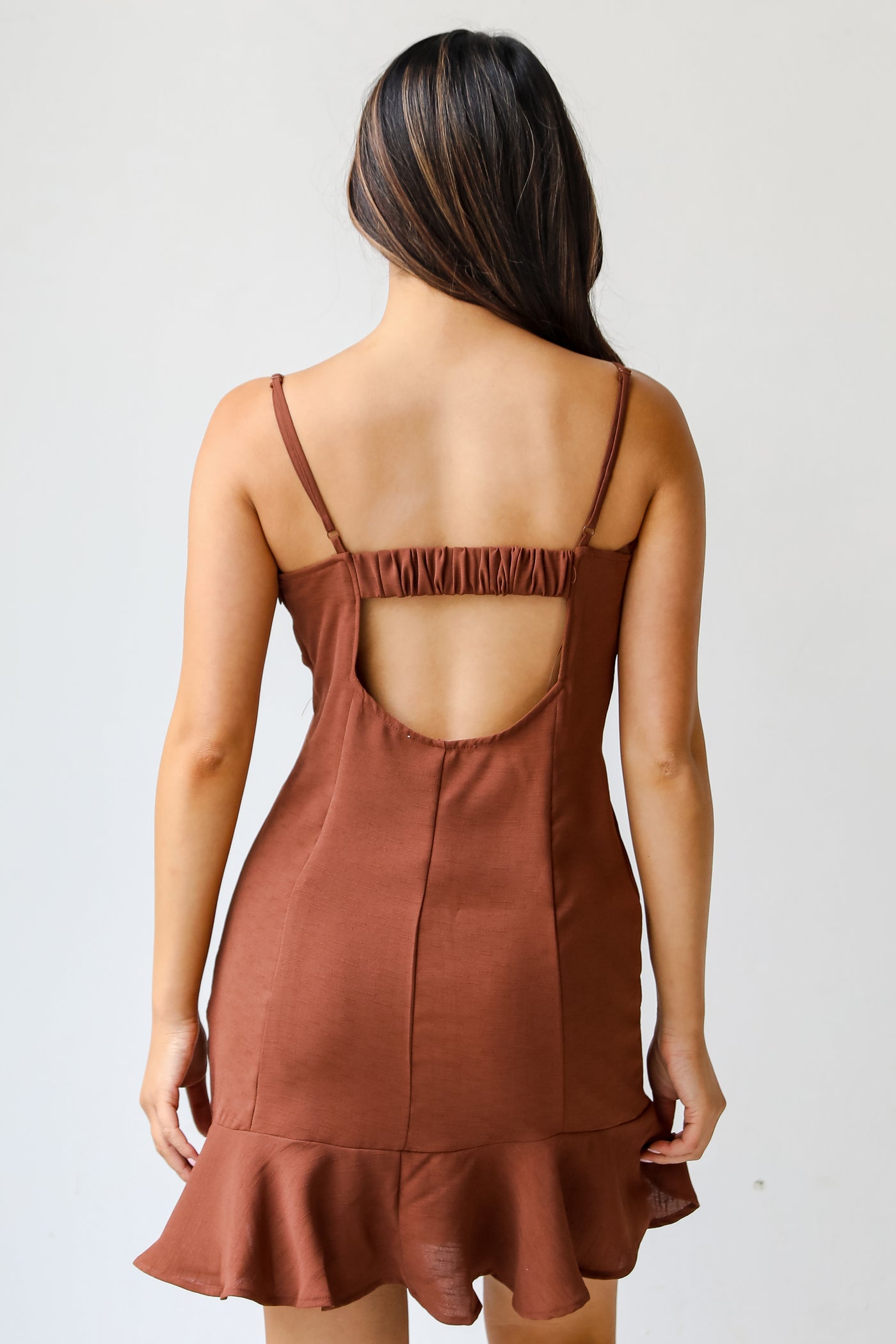 brown Mini Dress back view
